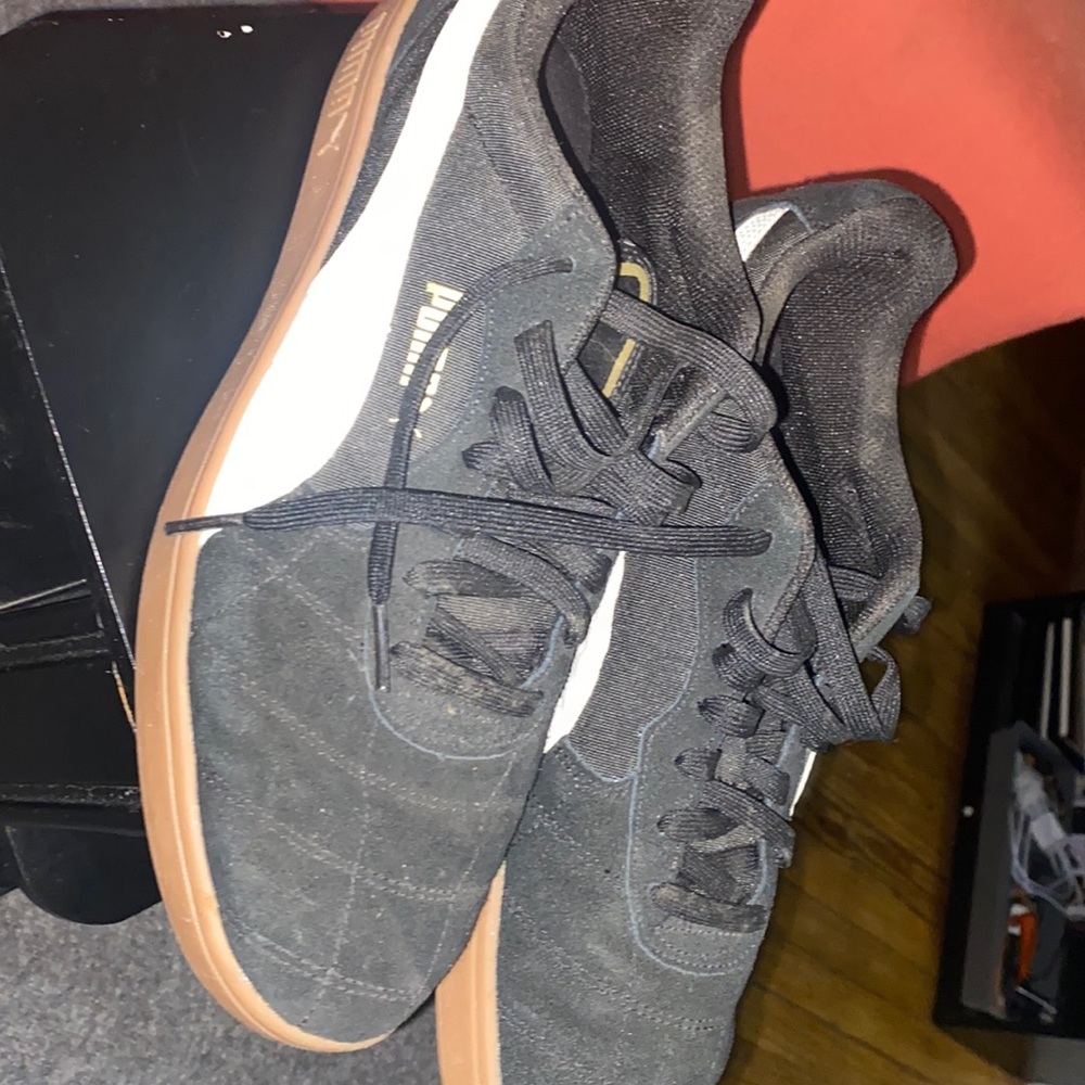 puma super liga og retro sneaker for men(black/tan/white) suede texture